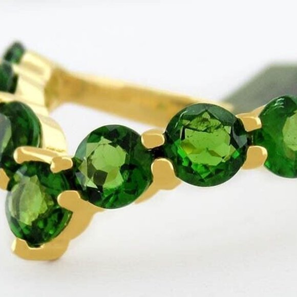 Genuine 1.75 Cts Tsavorite Ring .925 Sterling Silver - Picture 2 of 4